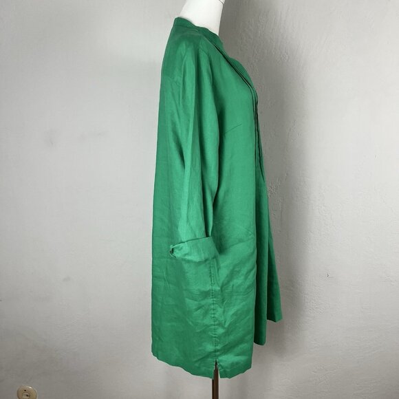 Lilly Pulitzer Rhoda Long Sleeve Popover Dress 100% Linen Green Pintuck Size 8 - Picture 7 of 12